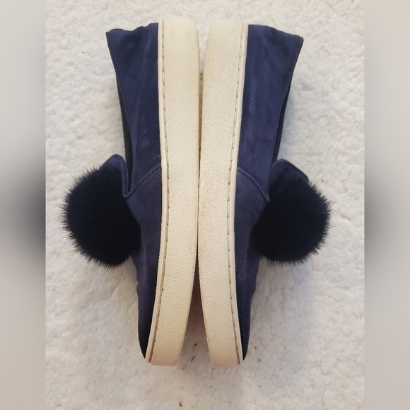 Michael Kors Collection Eddy Pom-Pom Suede Slip-On Sneakers Navy Size 6.5 US - Picture 12 of 16